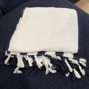 White and Navy Blue long scarf